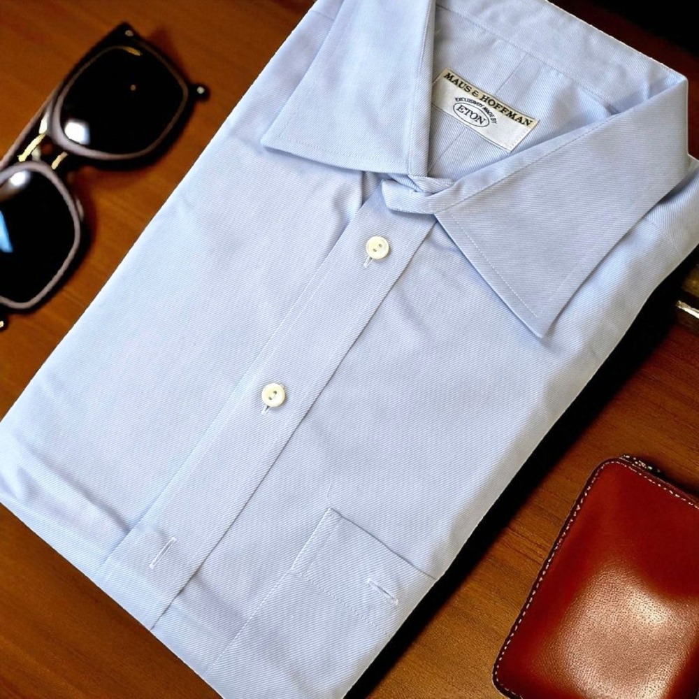 Vintage Maus & Hoffman by Eton Blue Dress Shirt Men's 46/18 – Luxury Cotton,...